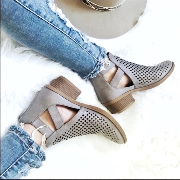 Shoes - Perforated Ankle Bootie